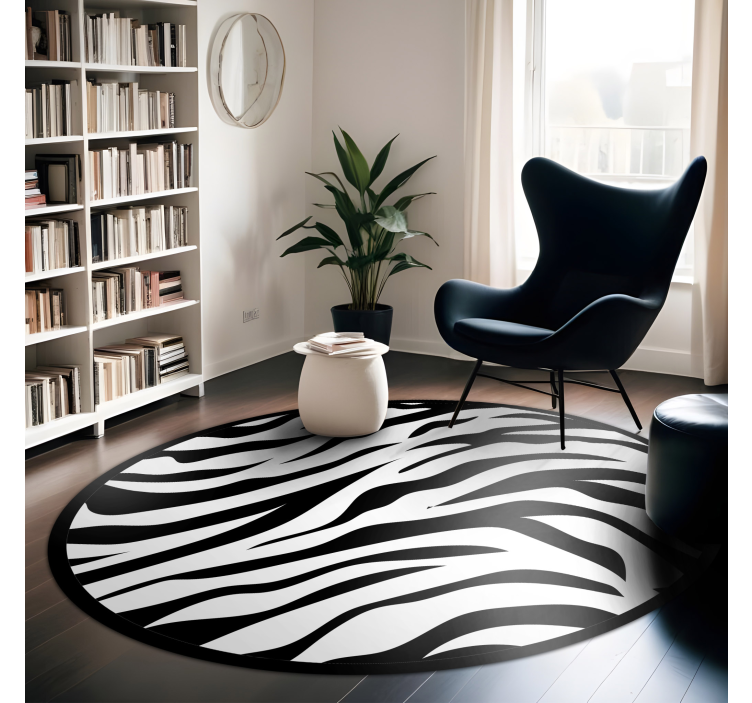 Vinyl Teppich Tiermuster kreisförmiges Zebrastreifendesign - TenStickers