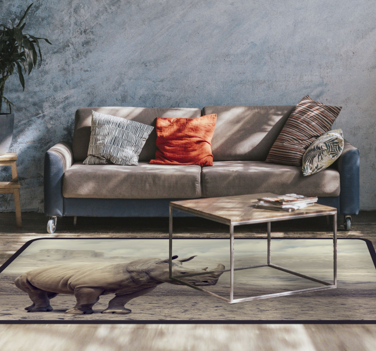 Vinyl Teppich Tiere majestätische nashornszene - TenStickers