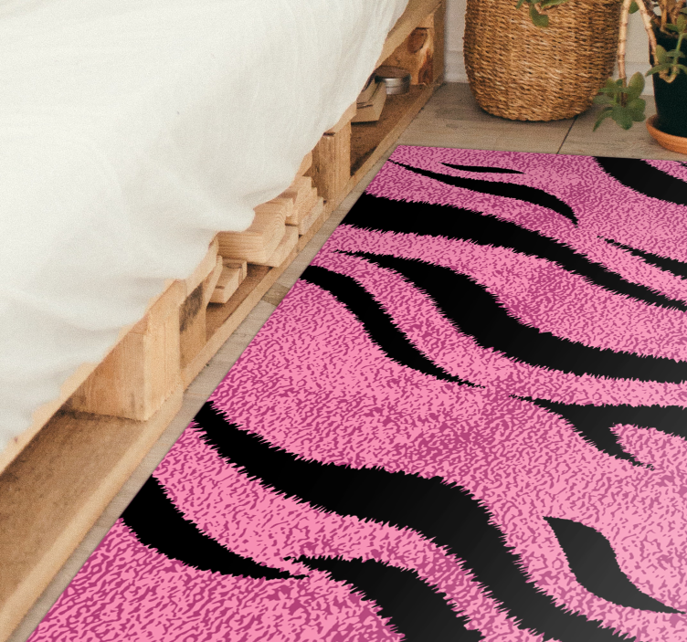 Vinyl Teppich Tiermuster rosa zebrastreifen - TenStickers