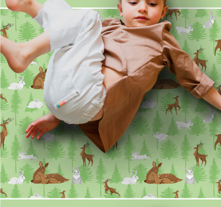 Vinyl Teppich Tiere grüne waldbewohner - TenStickers