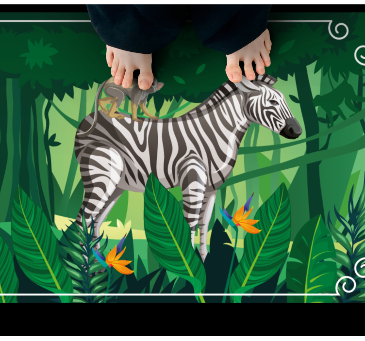 Vinyl teppich tiere zebra und affe - TenStickers