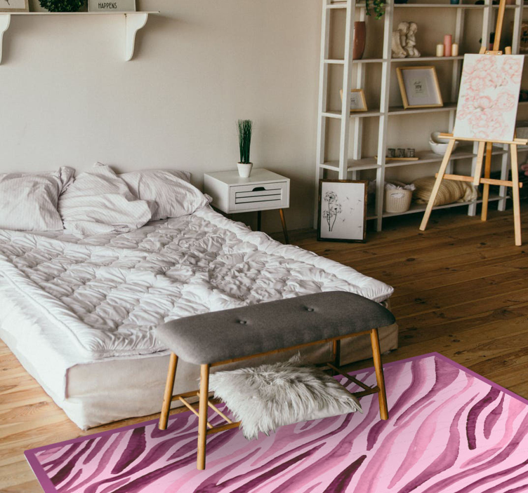 Vinyl teppich tiermuster rosa zebra streifen - TenStickers