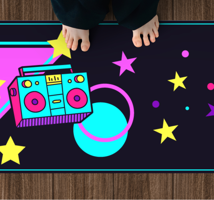 Vinyl Teppich Vintage bunte boombox-grafik - TenStickers