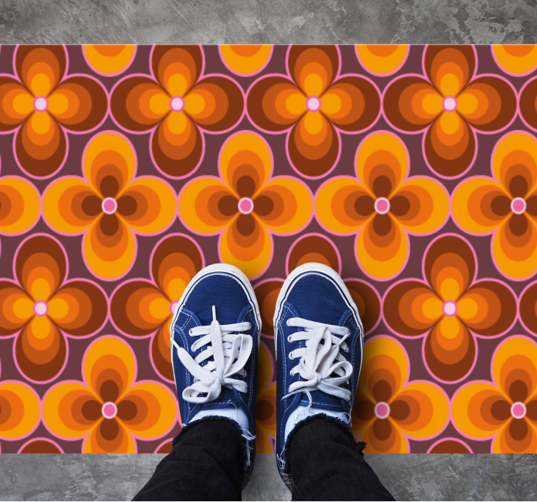 Vinyl Teppich Vintage retro-blumenmuster - TenStickers