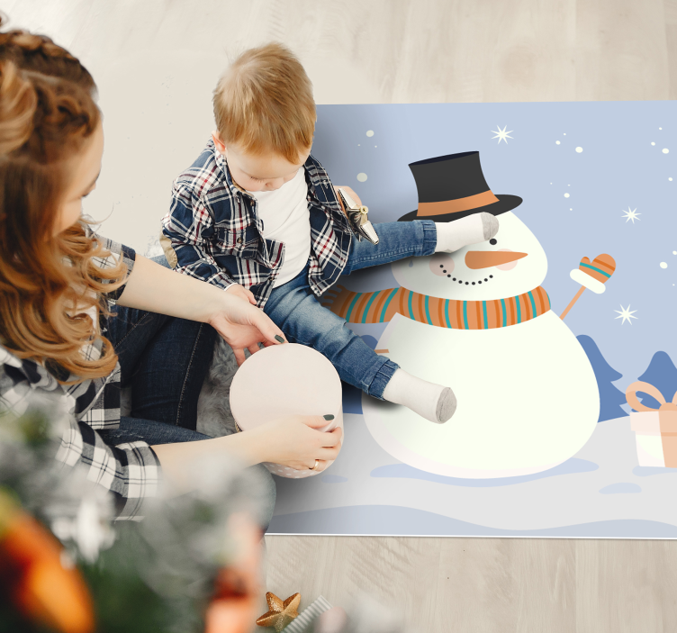 Vinyl Teppich Weihnachten schneemannfeier - TenStickers