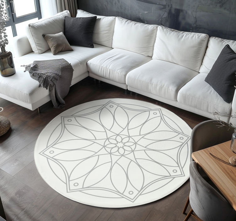 Vinyl Teppich weiß Mandala Design - TenStickers