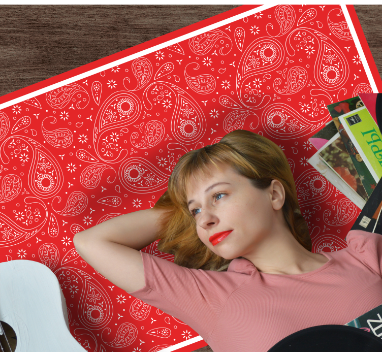 Vinyl Teppich Weltkarte rotes paisleymuster - TenStickers