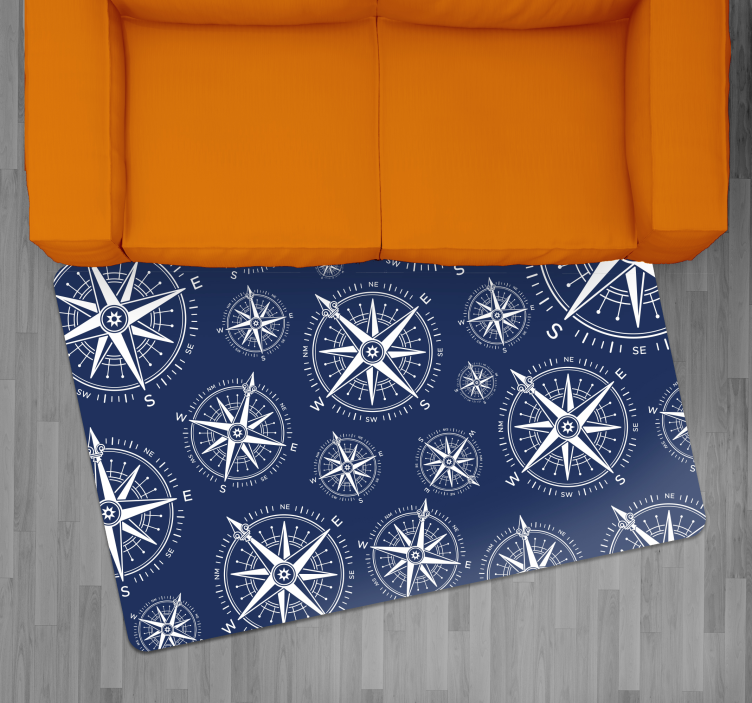 Vinyl Teppich Weltkarte nautisches kompassmuster - TenStickers