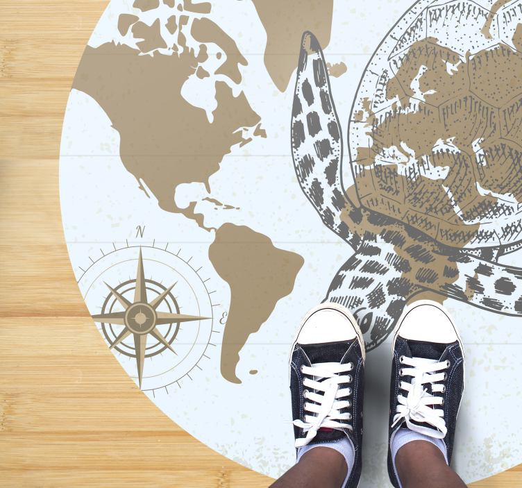 Vinyl Teppich Weltkarte schildkröten-kompasskarte - TenStickers