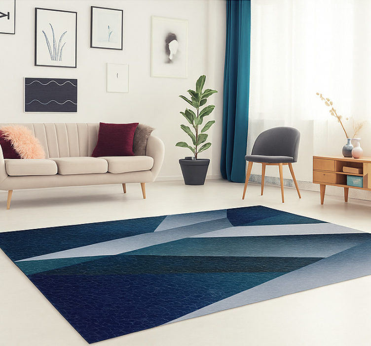 Vinyl teppich wohnzimmer mit blauem scherbenmuster - TenStickers