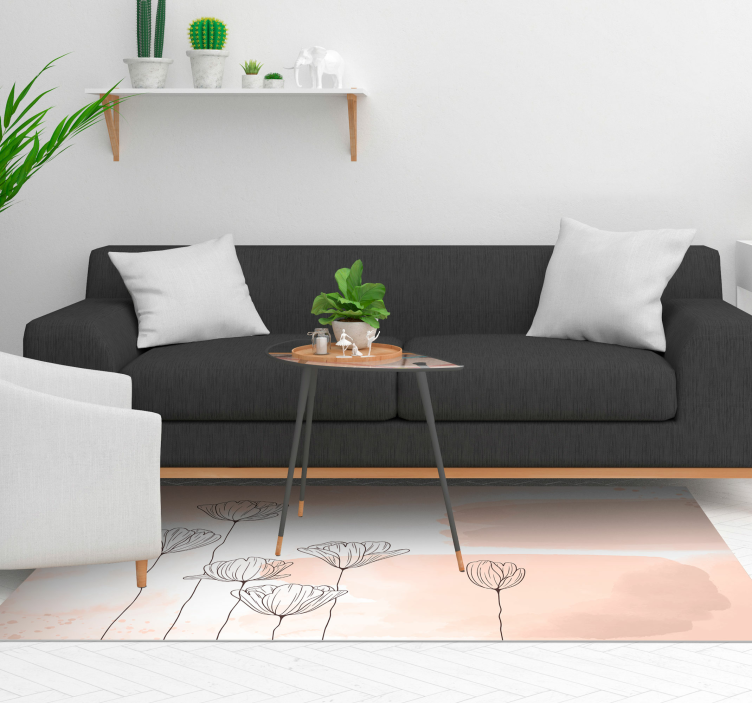 Vinylteppich Blumen gezeichnete Pflanzen - TenStickers