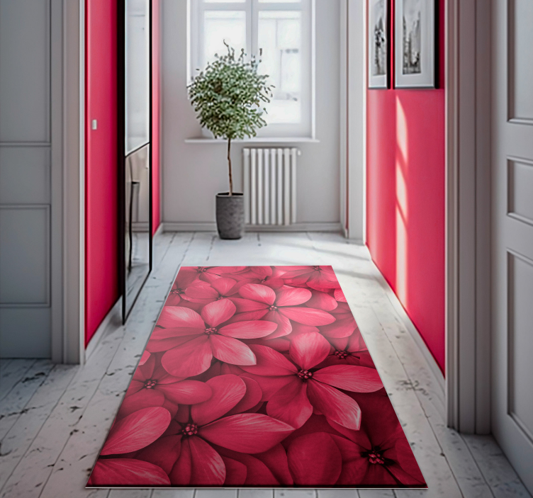 Vinylteppich Flur rote Blumen - TenStickers