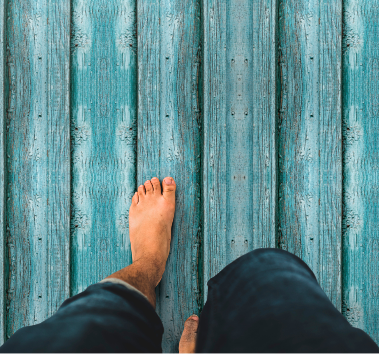 Vinylteppich Holzoptik blaues distressed-motiv - TenStickers