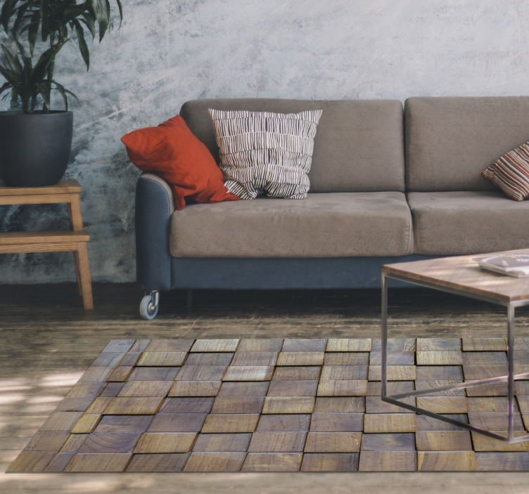 Vinylteppich Holzoptik quadratisches muster - TenStickers