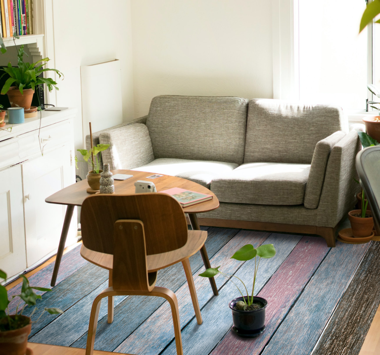 Vinylteppich Holzoptik blaue und rosa bretter - TenStickers