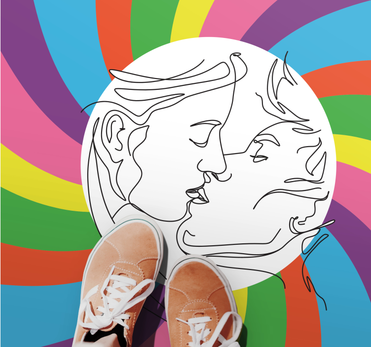 Vinylteppich kindlich bunte kusssilhouette - TenStickers