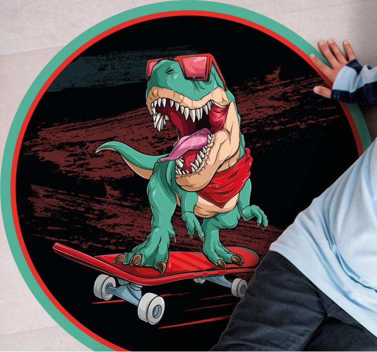 Vinyl Teppich Jugendzimmer cooler skateboard-dinosaurier - TenStickers