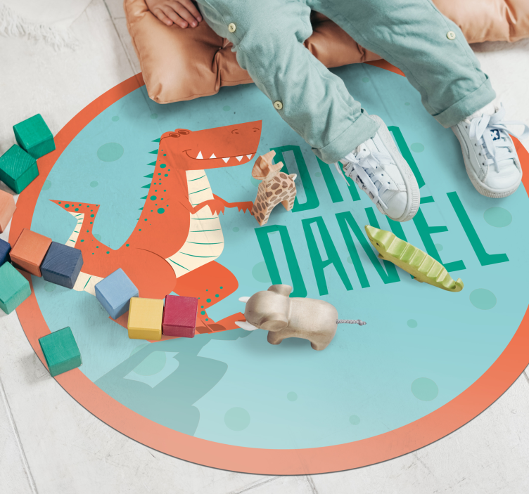 Vinylteppich kindlich dinosaurier anpassbarer kreis - TenStickers