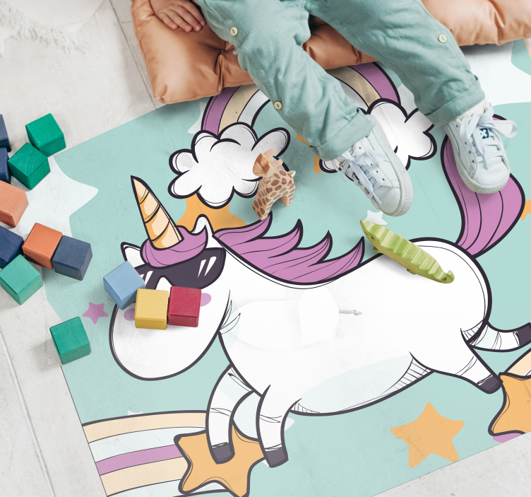 Vinylteppich kindlich einhorn regenbogen - TenStickers
