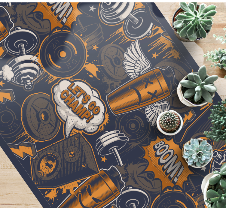 Vinyl Teppich Jugendzimmer energetische fitness-vibes - TenStickers