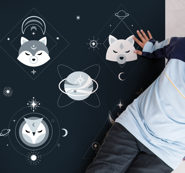Vinylteppich kindlich kosmische tiergesichter - TenStickers