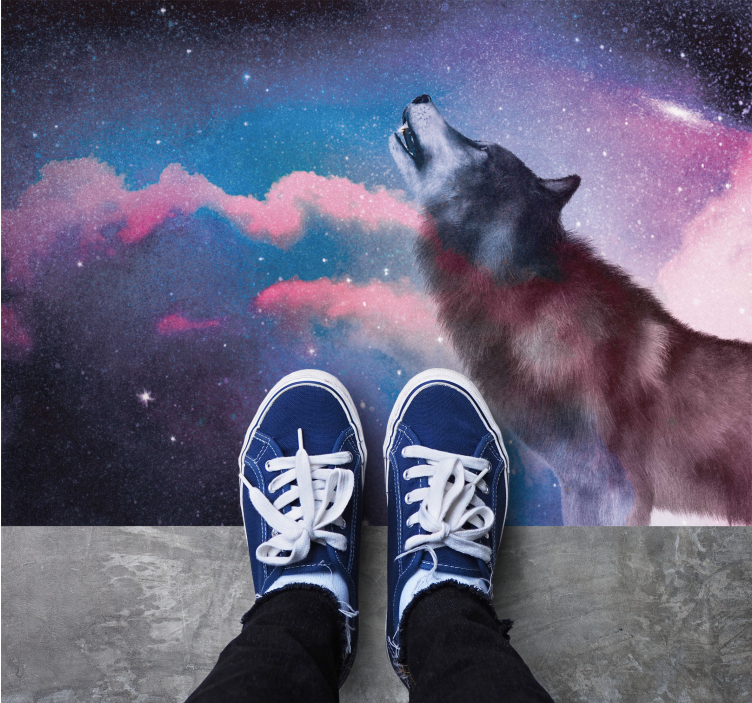 Vinyl Teppich Tiere kosmisches wolfsgeheul - TenStickers