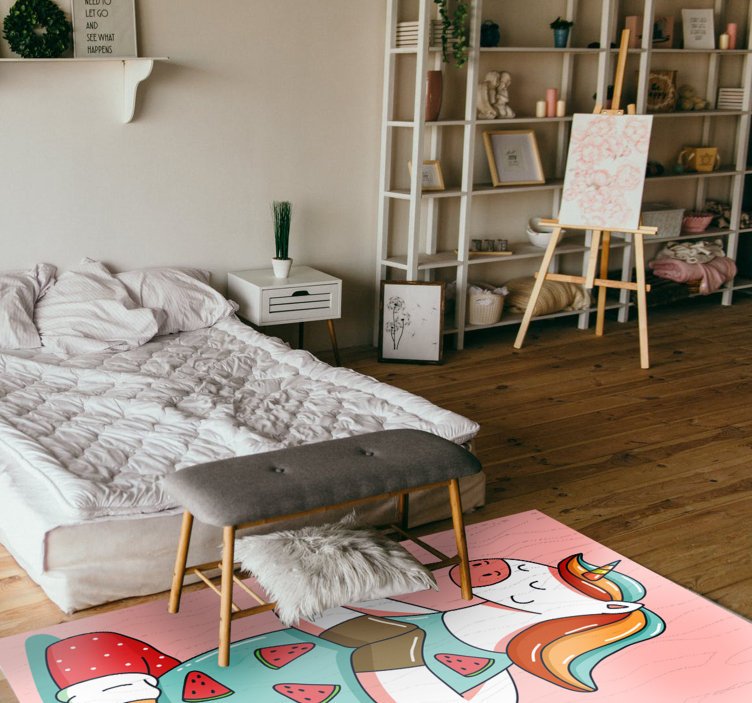 Vinylteppich kindlich meditierendes einhorn - TenStickers