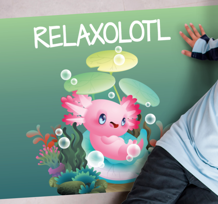 Vinylteppich kindlich relaxolotl-teich - TenStickers
