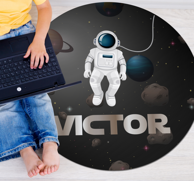 Vinylteppich kindlich universum astronaut mit namen - TenStickers