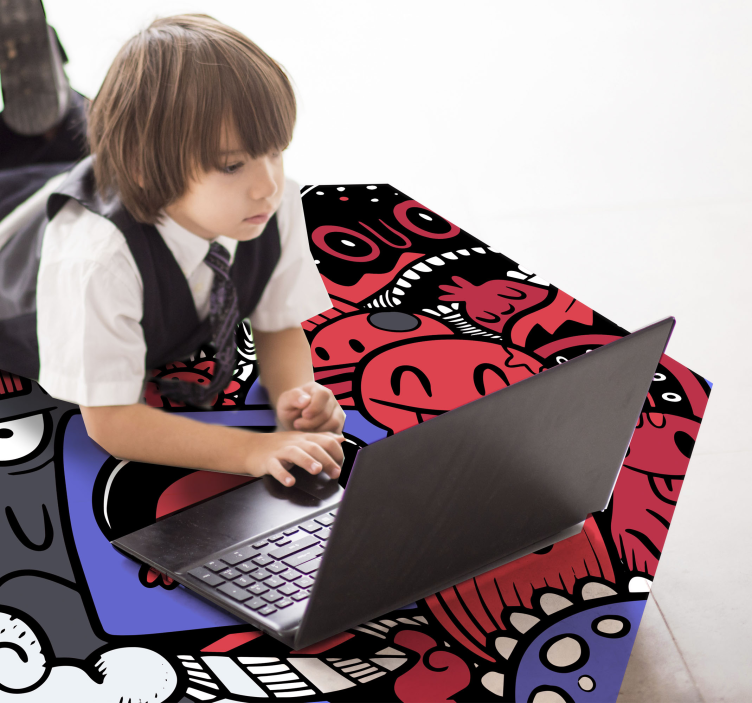 Vinylteppich kindlich verspielte monster kunstwerke - TenStickers