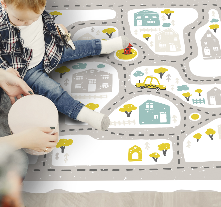 Vinyl Teppich Kinderzimmer verspielter stadtweg - TenStickers