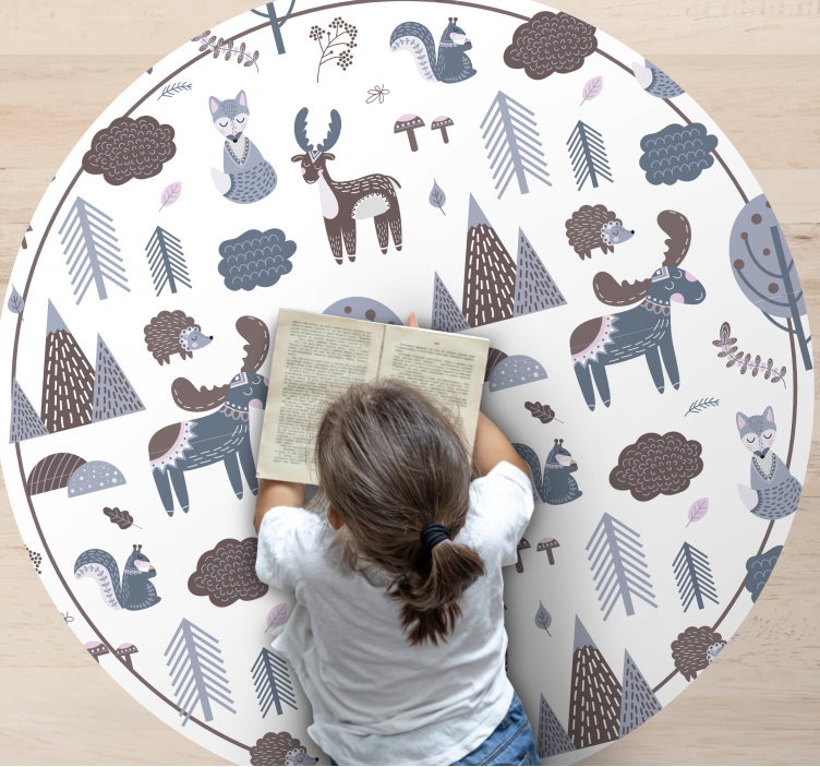 Vinyl Teppich Kinderzimmer Nordische Tierwelt - TenStickers