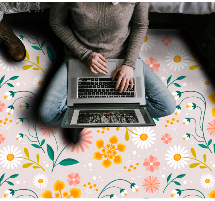 Vinylteppich Blumen Verschiedene blumen auf beige - TenStickers