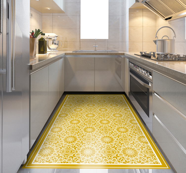 Vinylteppich Vintage Vintage form gelb - TenStickers