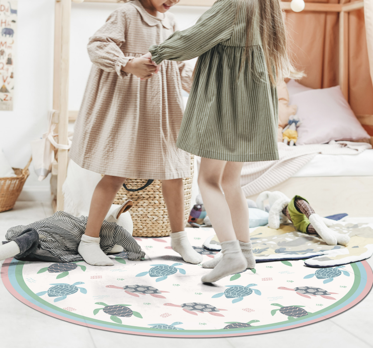 Vinyl Teppich Kinderzimmer Schildkröten Pastell Farben - TenStickers