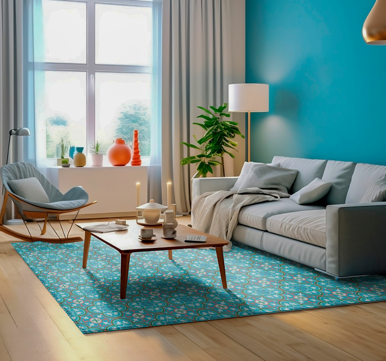 Vinylteppich Retro blaue hydraulische Fliese - TenStickers