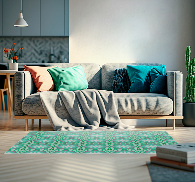 Vinylteppich Retro grüne Hydraulikfliese - TenStickers