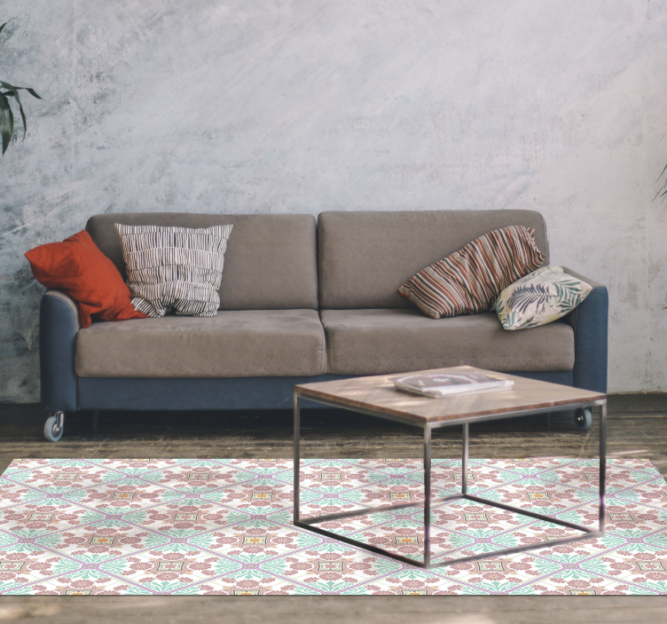 Vinyl Teppich Mandala rosa Fliesen - TenStickers