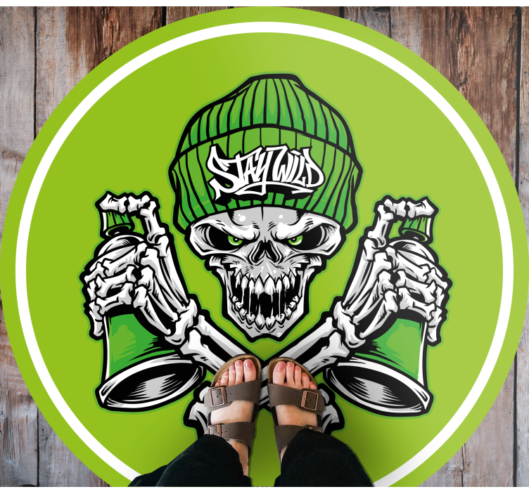 Vinylteppich modern Grüne totenkopfbrille graffiti - TenStickers