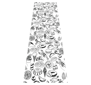 Vinyl teppich küche mit essensdoodle-muster - TenStickers