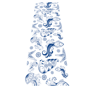 Vinyl teppich bad mit ornamentalem meeresleben dusche - TenStickers