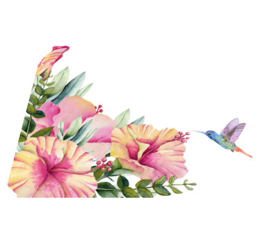 Vinyl teppich bad mit blumen und kolibri - TenStickers