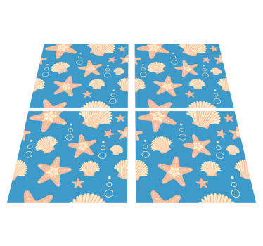 Vinyl teppich bad mit fischen und muscheln unterwasser - TenStickers