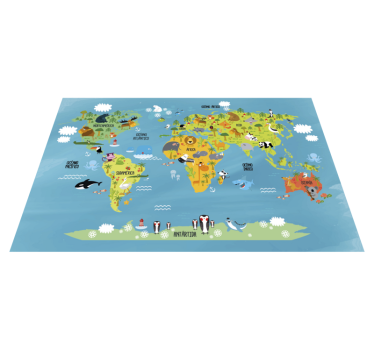 Tierweltkarte Vinyl Teppich Kinderzimmer - TenStickers