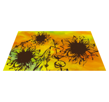 Vinyl Teppich Blumen sonnenblumenskizze - TenStickers