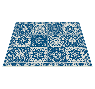 Florale blaue fliesen vinyl küchenteppich - TenStickers