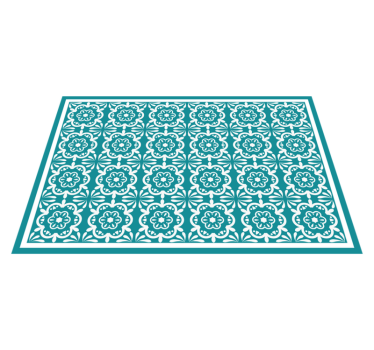 Vinyl Teppich Küche blaugrünes blumenmuster - TenStickers