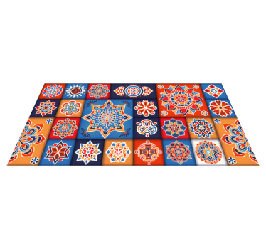 Vinylteppich modern Bunte blumenfliesen - TenStickers