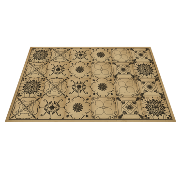 Vinyl Teppich Steinoptik klassisches blumenmotiv - TenStickers