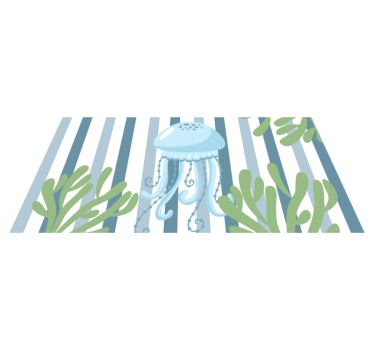 Blaue Qualle Vinyl Teppich Bad - TenStickers